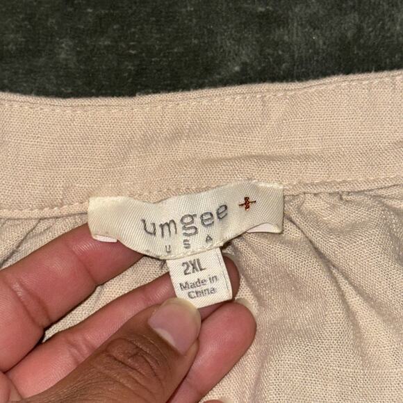 Umgee Tiered Dress Women’s 2XL Colorblock Linen Square Neck 3/4 Ruffle Sleeve - Picture 4 of 9